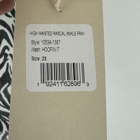 NWR Mother High Waisted Rascal Ankle Fray Hoofin' It Zebra Skinny Jeans Sz 23x27 - Picture 5 of 16